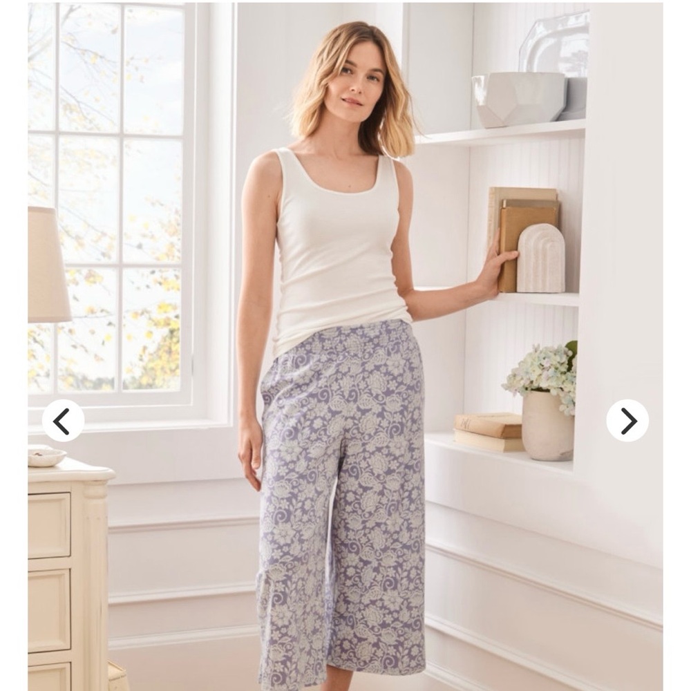 Garnet Hill Cropped Wide Legged Pajama Bottoms